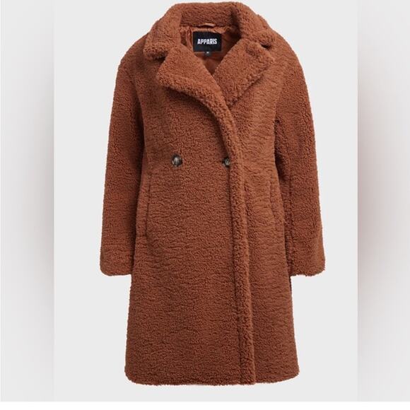 Apparis Anoushka Faux Fur Double-Breasted Long Teddy Coat Size XXL - Picture 2 of 14